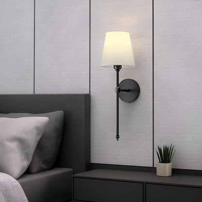 Metal Sconce Pair with Fabric Shades 20 inch Height for Bedroom Hallway Ambient Lighting Bedside Reading Wall Mount Fixtures Soft Diffused G