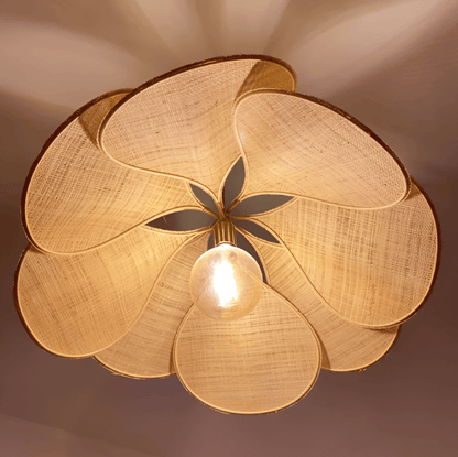 Fabric Flower Pendant Light with Adjustable Height in Brown, Coffee, Beige & Khaki – Soft Ambient Hanging Lamp for Bedrooms Dining Areas Liv