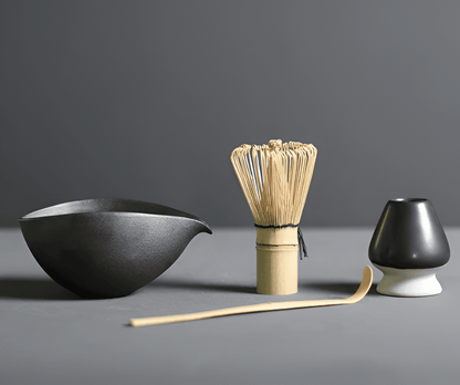 Ceramic Matcha Bowl Set with Bamboo Whisk, Spoon & Holder for Traditional Tea Making in Modern Kitchens