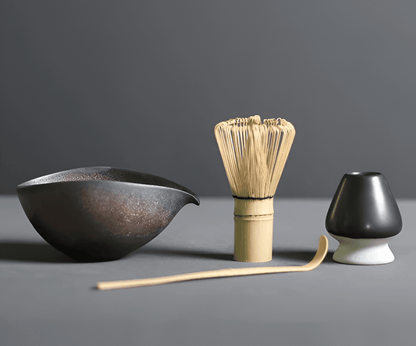 Ceramic Matcha Bowl Set with Bamboo Whisk, Spoon & Holder for Traditional Tea Making in Modern Kitchens