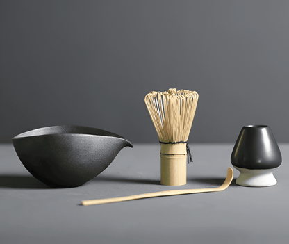 Ceramic Matcha Bowl Set with Bamboo Whisk, Spoon & Holder for Traditional Tea Making in Modern Kitchens