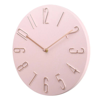 8-Inch Round Silent Wall Clock Pink Quiet Non-Ticking Timepiece Battery Operated Modern Minimalist Design for Bedroom Office Living Room Hal