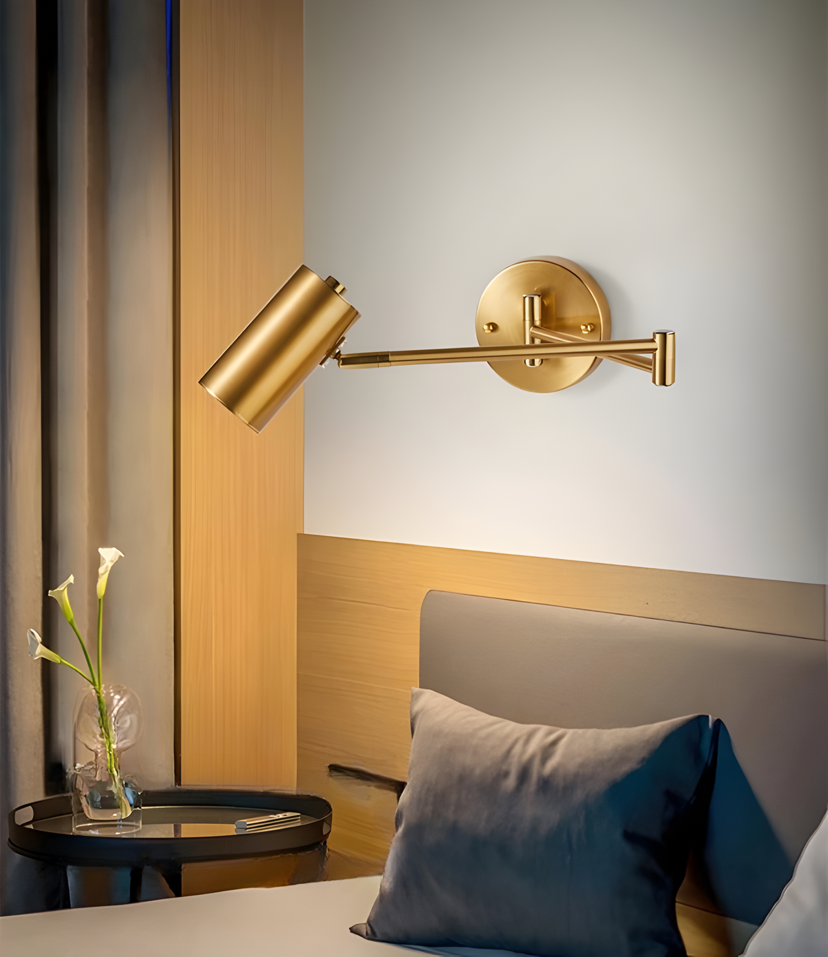 Swing Arm Reading Sconce Metal Black 10 inch Articulating Wall Light for Bedroom Nightstand Task Lighting Directional