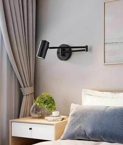 Swing Arm Reading Sconce Metal Black 10 inch Articulating Wall Light for Bedroom Nightstand Task Lighting Directional
