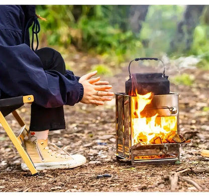 Foldable Wood Burning Stove | Stainless Steel with Efficient Combustion | Compact Design for Outdoor Adventures