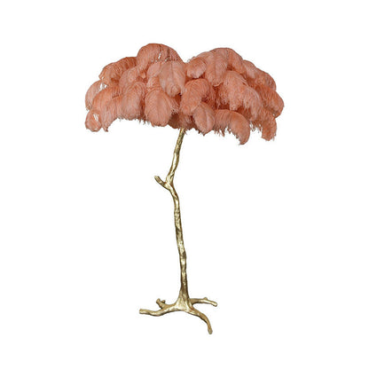 Tropical Feather Standing Lamp 63 in Tall Palm Tree Style Ambient Floor Light for Bedroom Living Room Decorative Accent Lighting