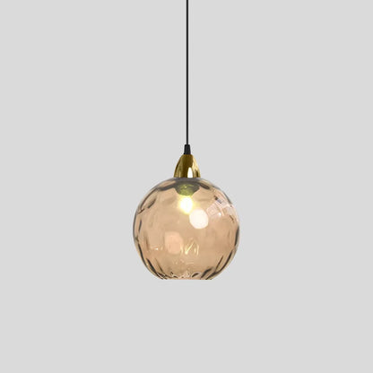 Spherical Glass Ceiling Fixture E26 Socket 8-Inch Gray Shade for Dining Areas Bedrooms Kitchens Adjustable Cord Ambient Fixture