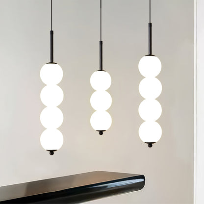 Ceiling Hanging Fixture with Frosted Glass Globes & Metal Frame - Multi-Globe LED Chandelier for Kitchens, Dining Areas & Entryways - Adjust