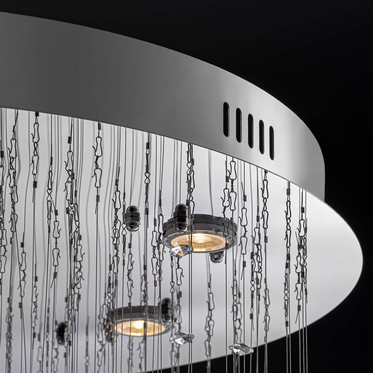 Spiral Crystal Chandelier with Cascading Pendant Drops – Adjustable Height Statement Lighting for Tall Ceilings, Entryways & Staircases