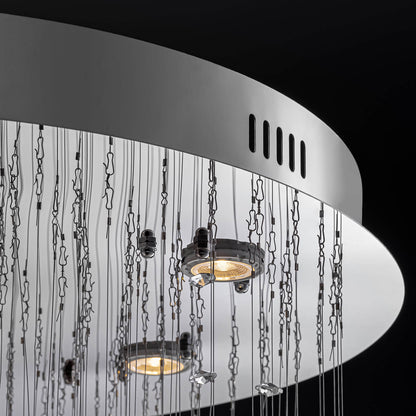 Spiral Crystal Chandelier with Cascading Pendant Drops – Adjustable Height Statement Lighting for Tall Ceilings, Entryways & Staircases