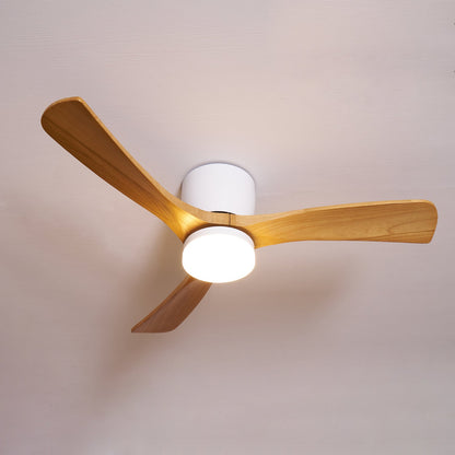 42-Inch Wooden Blade Ceiling Fan with Dimmable LED Light, Ultra-Quiet DC Motor for Bedrooms, Reversible Airflow, Three Color Temperatures, M