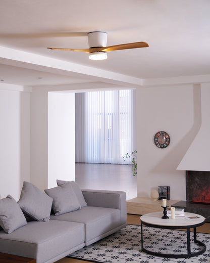 Sycamore Wood Ceiling Fan with LED Light – Whisper-Quiet 6-Speed DC Motor, Reversible Airflow, Remote Control, 42/48/52 Inch