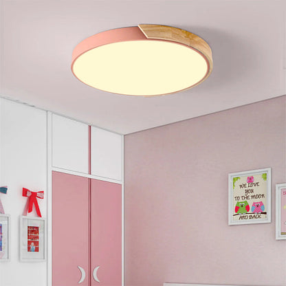Organic Design Flush Mount Light with Wood Accent | Dimmable Ceiling Fixture for Modern Interiors