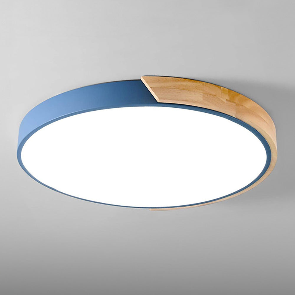 Organic Design Flush Mount Light with Wood Accent | Dimmable Ceiling Fixture for Modern Interiors