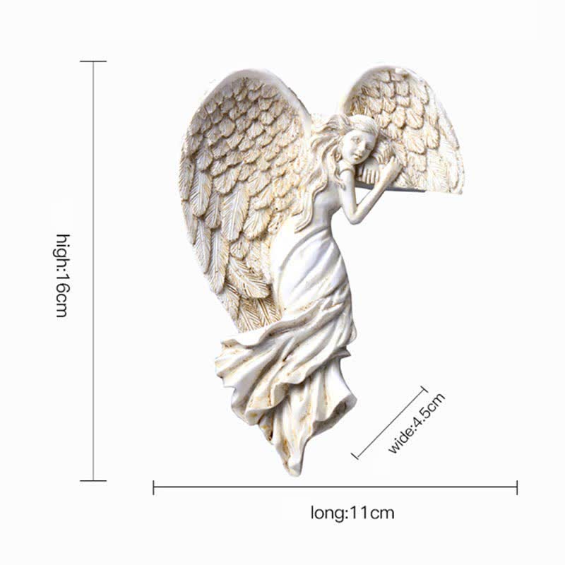 Orlen Door Frame Sculpture - Resin Angel Wings, Compact Design