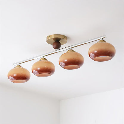 Four-Light Linear Island Pendant with Mixed Glass Shades for Kitchen & Dining Room – Metal & Glass Modern Fixture