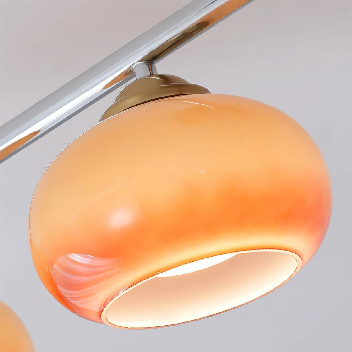 Four-Light Linear Island Pendant with Mixed Glass Shades for Kitchen & Dining Room – Metal & Glass Modern Fixture