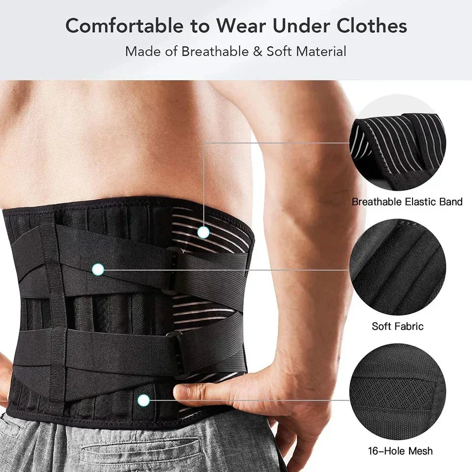 OrthoFlexa | 360° Lumbar Support Belt with Memory Aluminum & Steel Springs | Breathable Design for Pain Relief