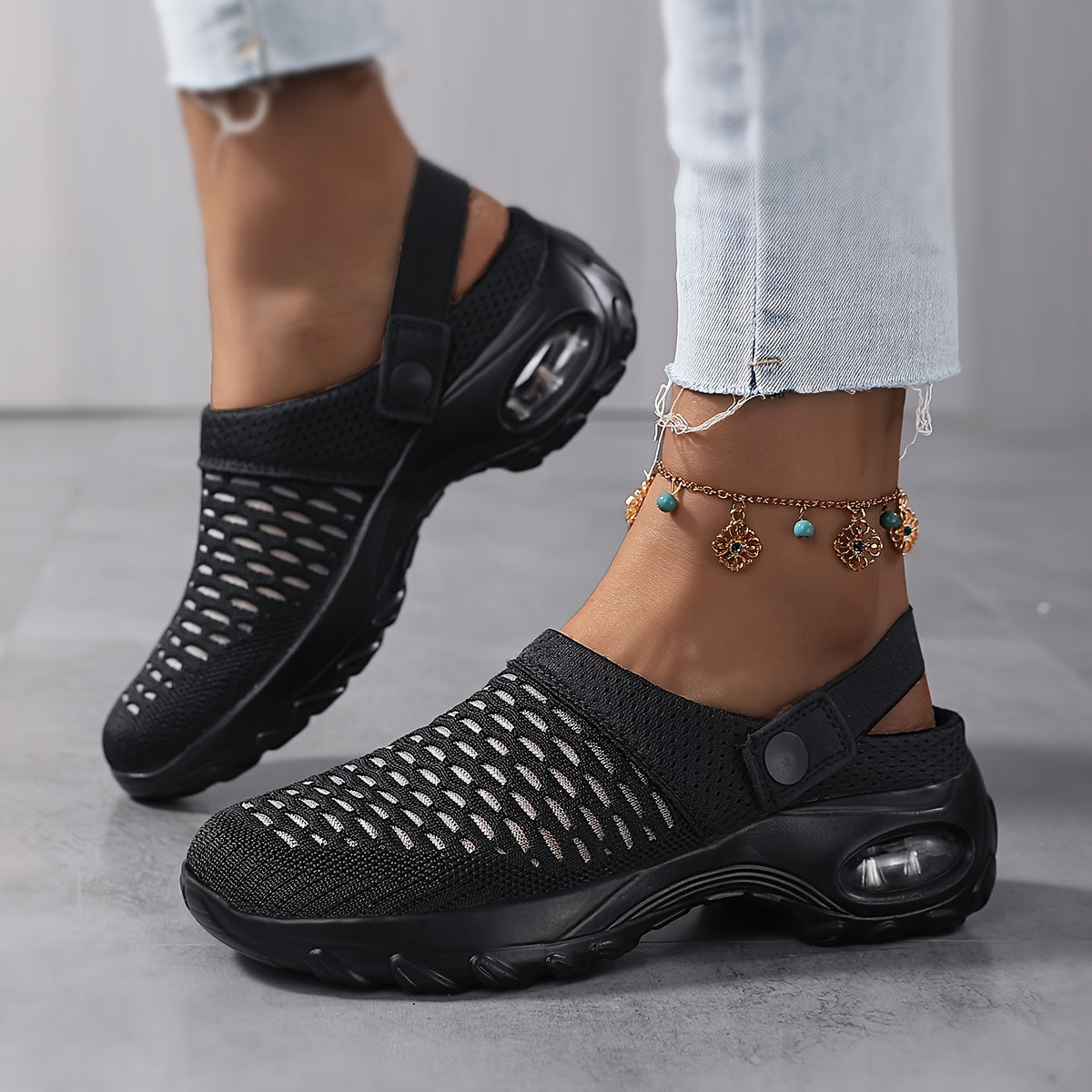 Women's Breathable Mesh Slip-On Clogs with Air-Cushion Sole for All-Day Comfort | Orthopedic Support Shoes for Nurses, Retail Workers & Long