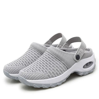 Women's Breathable Mesh Slip-On Clogs with Air-Cushion Sole for All-Day Comfort | Orthopedic Support Shoes for Nurses, Retail Workers & Long