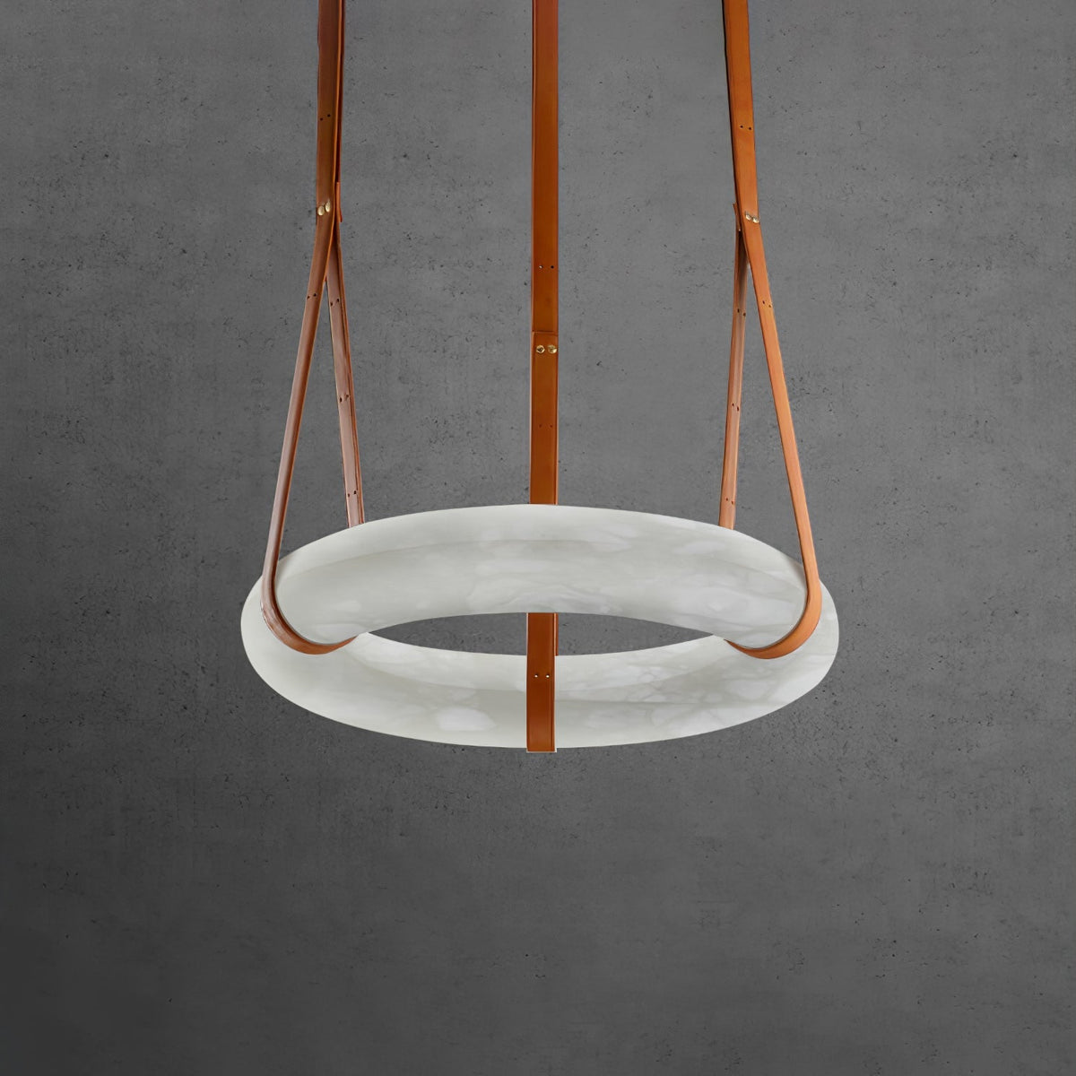 LED Ring Ceiling Fixture in Alabaster Stone – Adjustable Halo Chandelier for Open Dining Areas, Great Rooms & Hospitality – 47 in Circle Sus