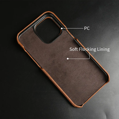 Genuine Ostrich Leather iPhone Case for 14/15/16/17 Series – Shock-Absorbing with Soft Lining & Raised Edges