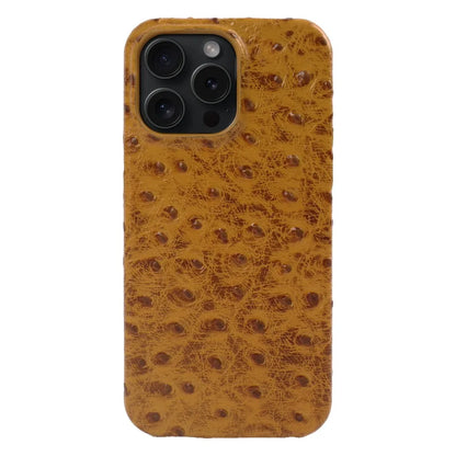 Genuine Ostrich Leather iPhone Case for 14/15/16/17 Series – Shock-Absorbing with Soft Lining & Raised Edges