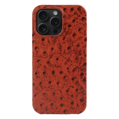 Genuine Ostrich Leather iPhone Case for 14/15/16/17 Series – Shock-Absorbing with Soft Lining & Raised Edges