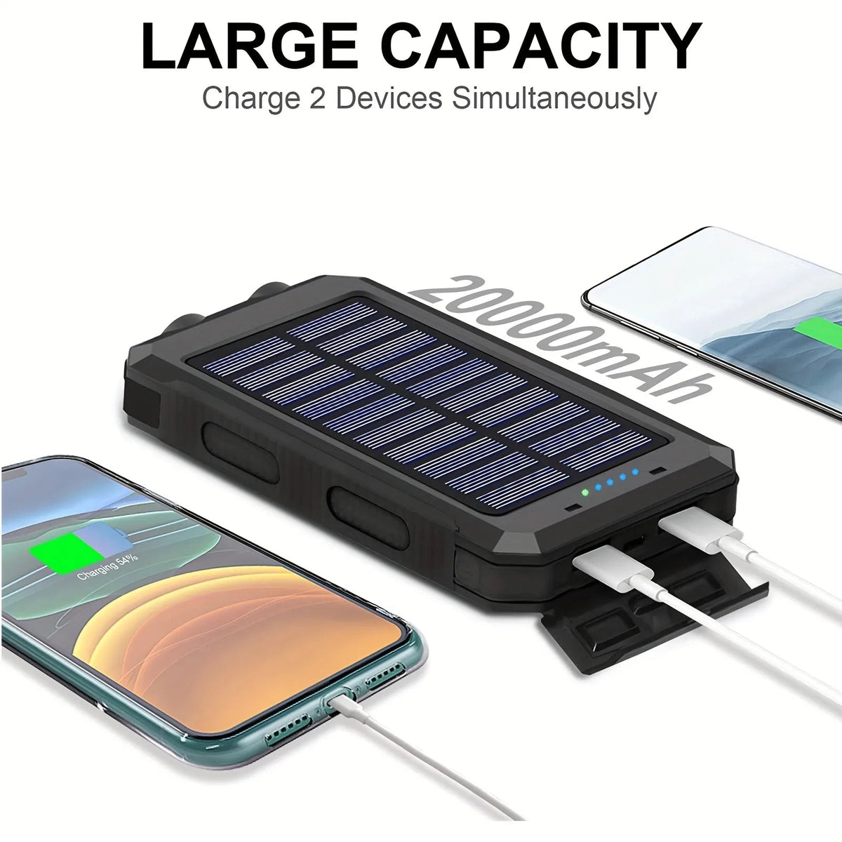 Outdoor Companion | Flashlight Power Bank with Solar Charging | 20000mAh Capacity for Camping and Hiking