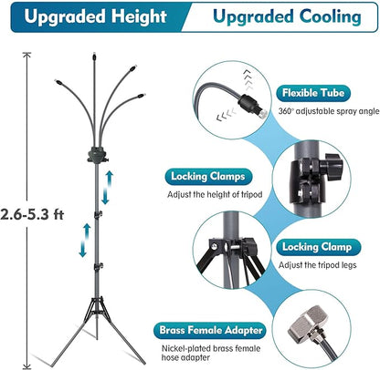Outdoor Misting System for Patio, Adjustable Height Water Mister with Fine Mist, Garden Hose Patio Mister
