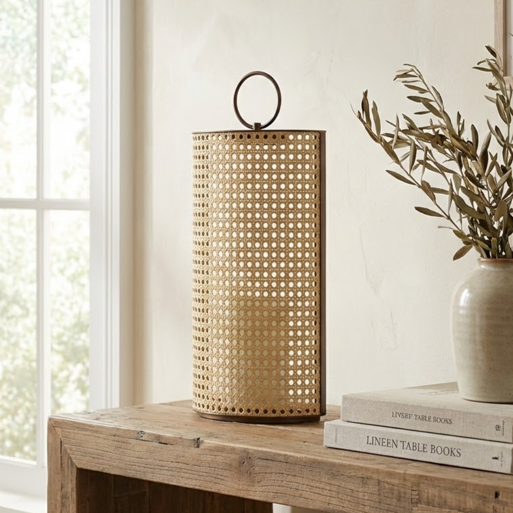 Outdoor Solar Lantern with Remote Control, Adjustable Rattan Mantle for Garden and Terrace Lighting