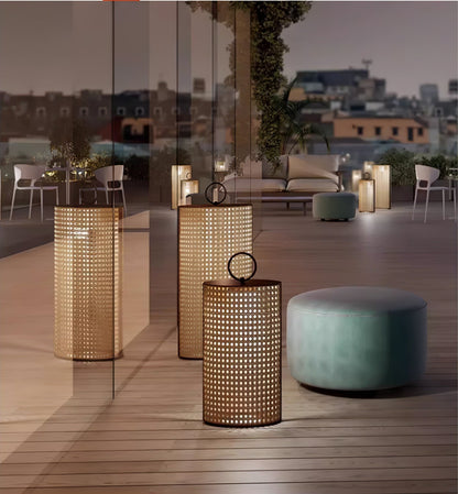 Outdoor Solar Lantern with Remote Control, Adjustable Rattan Mantle for Garden and Terrace Lighting