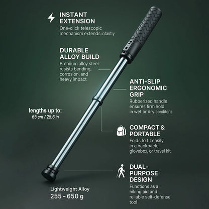 Outdoor Stability | Telescopic Hiking Pole with Anti-Slip Grip | Compact Design for Reliable Support