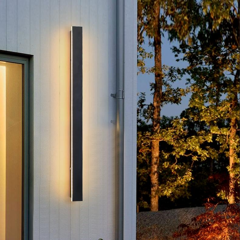 Outdoor Wall Light Fixture – Modern Black Linear LED Sconce with Adjustable Color, IP65 Waterproof