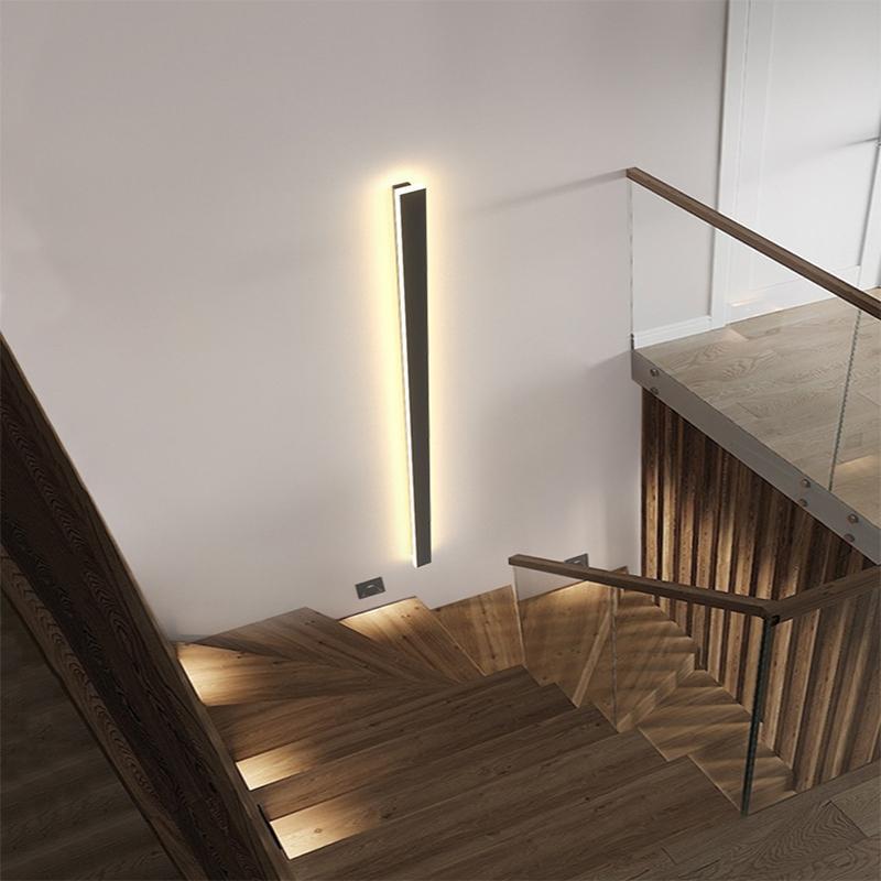 Outdoor Wall Light Fixture – Modern Black Linear LED Sconce with Adjustable Color, IP65 Waterproof