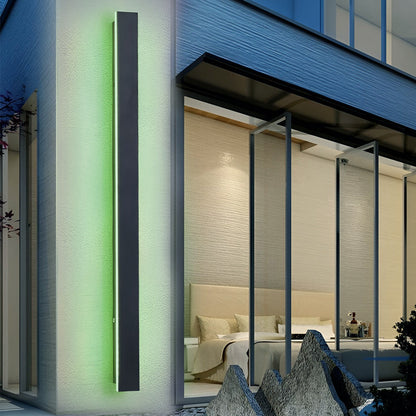 Outdoor Wall Light Fixture – Modern Black Linear LED Sconce with Adjustable Color, IP65 Waterproof