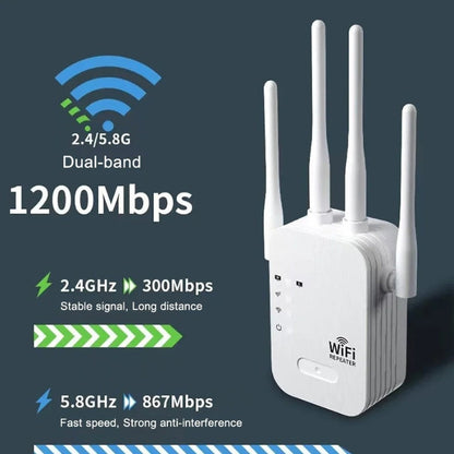 Outdoor WiFi Range Extender | Dual-Band Signal Booster with 1200 Mbps Speed | Reliable Connectivity for Gardens and Patios
