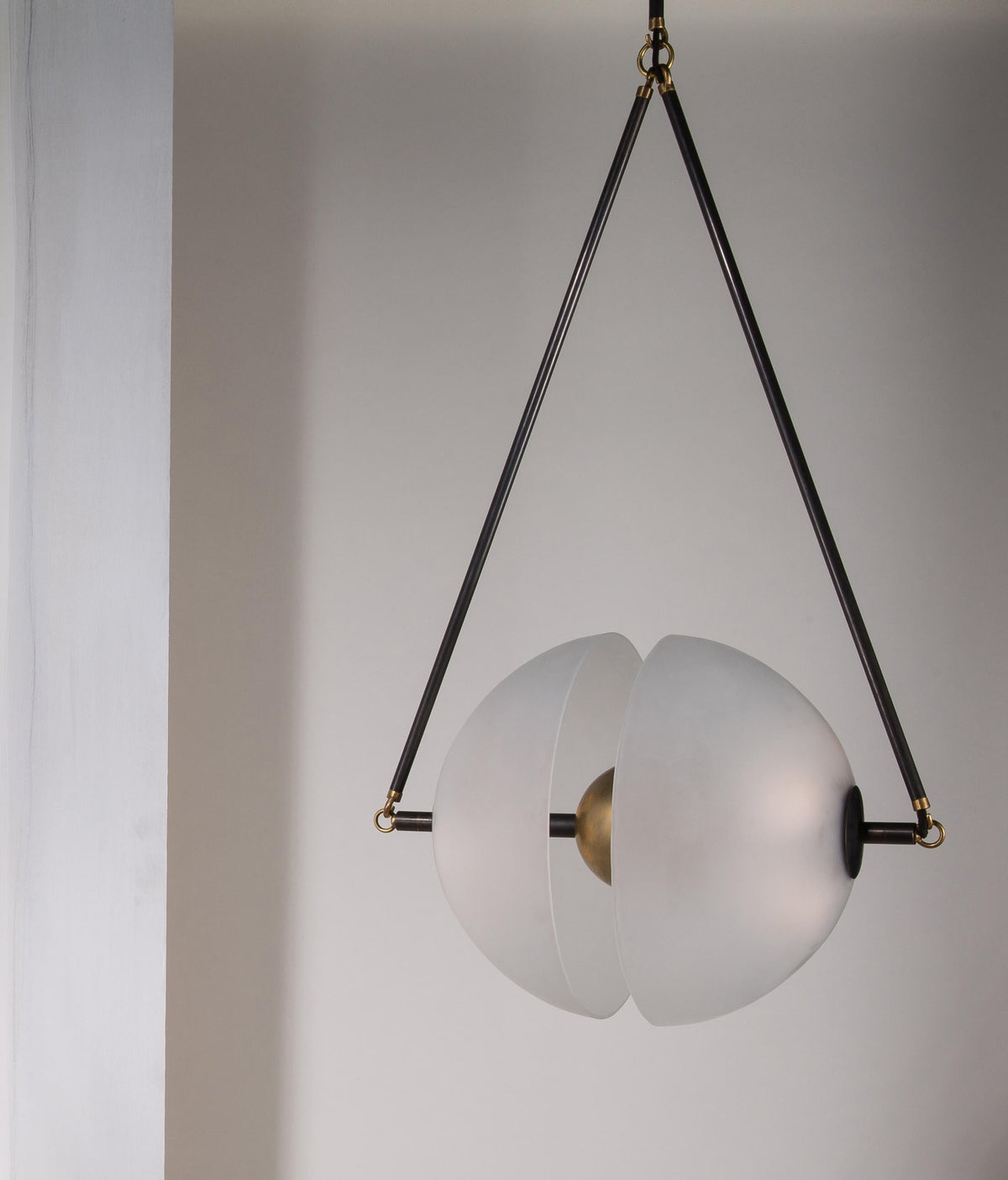 Hanging Ceiling Fixture with Frosted Glass Globes for Kitchen & Dining Room – Aged Metal Frame 16 in Wide Adjustable Cord Integrated LED for