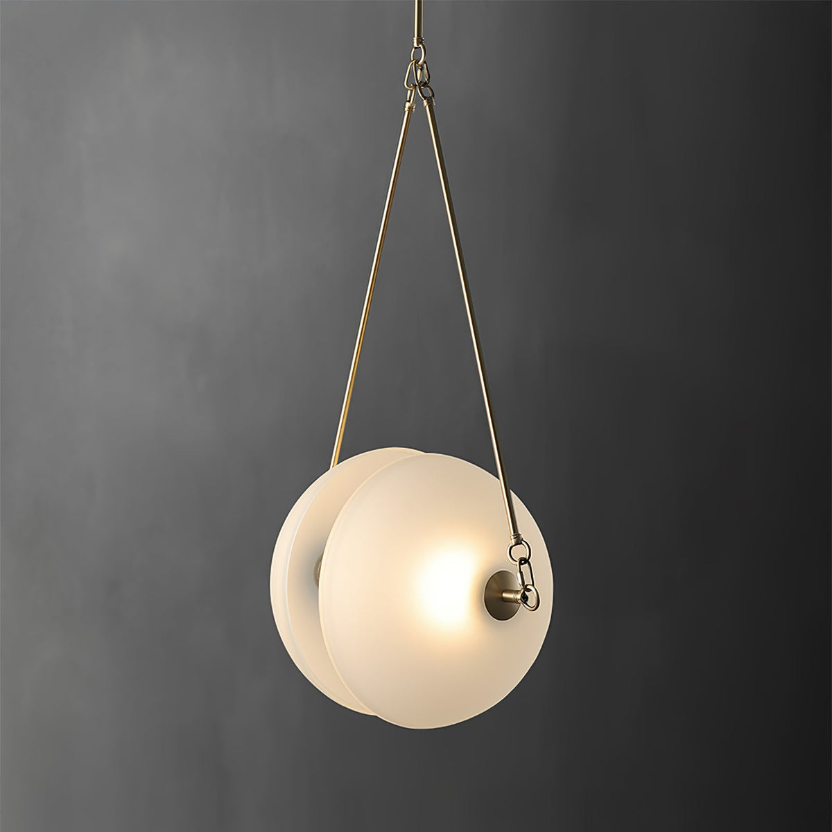 Hanging Ceiling Fixture with Frosted Glass Globes for Kitchen & Dining Room – Aged Metal Frame 16 in Wide Adjustable Cord Integrated LED for