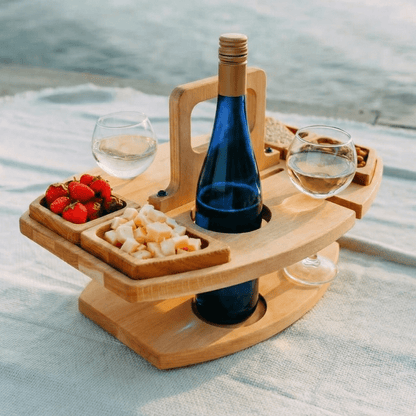 Portable Folding Wine Table with Built-In Holders for Outdoor Entertaining & Park Gatherings