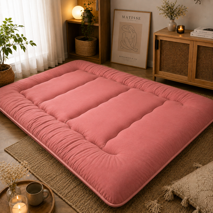 Floor Mattress Foldable 4 Inch Thick, Japanese Futon Mattress Roll Up Floor Bed, Washable Quilted Folding Mattress