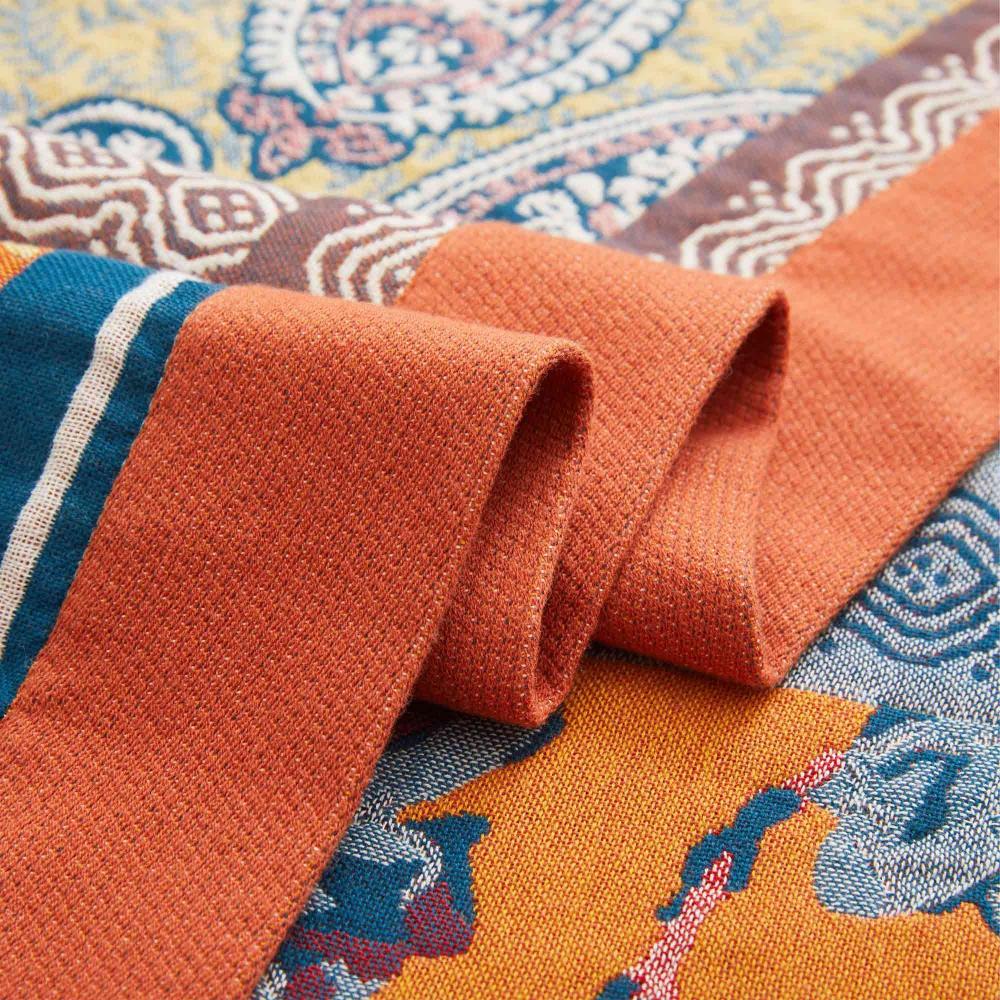 100% Cotton Throw Blanket Sunburst Pattern All-Season Lightweight Bed Sofa Couch Cover for Bedroom Living Room Travel