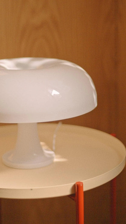Mushroom Bedside Lamp with Soft Glow - 12.6 Inch Acrylic Nightstand Light for Bedroom Living Room Reading Nook - Retro Modern Ambient Lighti