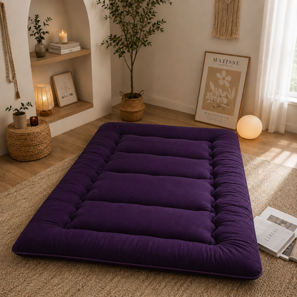 Floor Mattress Foldable 4 Inch Thick, Japanese Futon Mattress Roll Up Floor Bed, Washable Quilted Folding Mattress