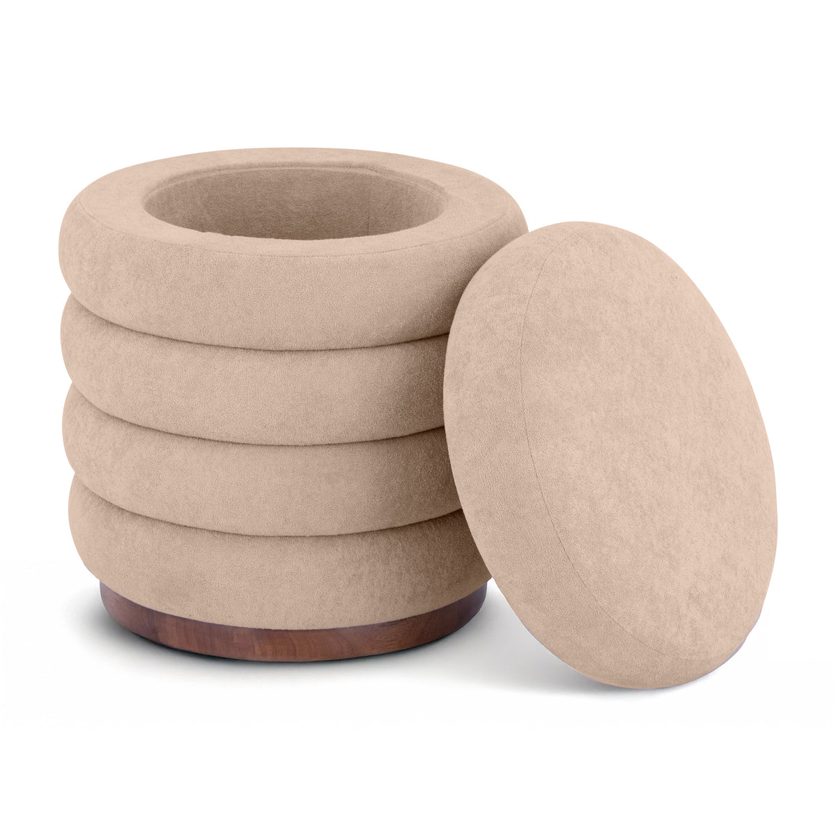 Paisley Ottoman with Hidden Storage – Elegant Sand Accent Piece for Footrest and Extra Seating