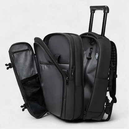 Ortekor PakkyRoll | Rolling Backpack with Wheels & Vacuum Compression | Airline Approved Carry-On for Efficient Travel