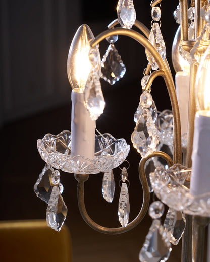 Crystal Chandelier-Style Table Lamp with Metal Frame for Bedroom & Living Room Lighting | 22 in Height Decorative Accent Light for Nightstan