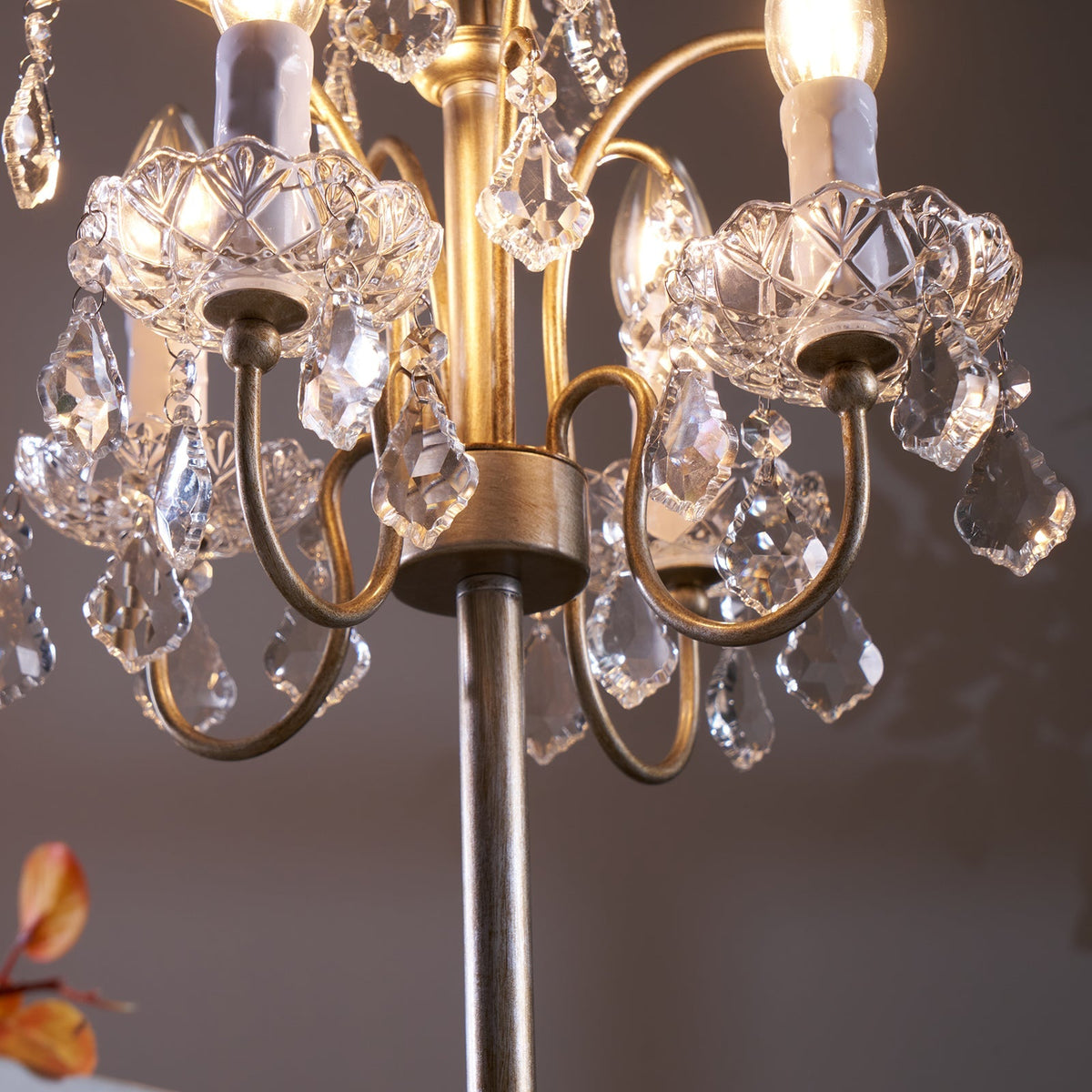 Crystal Chandelier-Style Table Lamp with Metal Frame for Bedroom & Living Room Lighting | 22 in Height Decorative Accent Light for Nightstan