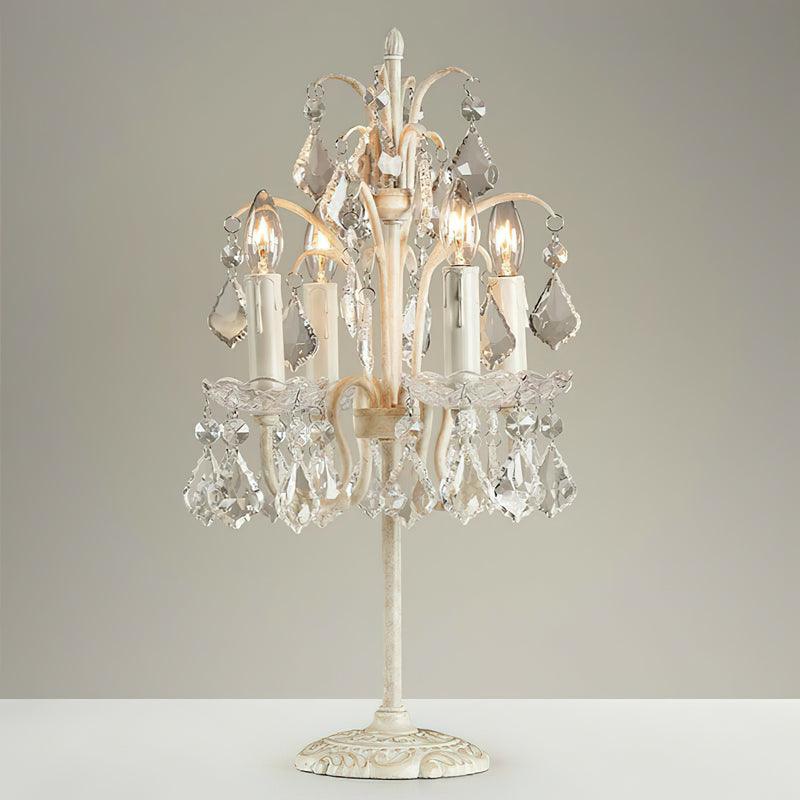 Crystal Chandelier-Style Table Lamp with Metal Frame for Bedroom & Living Room Lighting | 22 in Height Decorative Accent Light for Nightstan