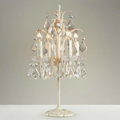 Crystal Chandelier-Style Table Lamp with Metal Frame for Bedroom & Living Room Lighting | 22 in Height Decorative Accent Light for Nightstan